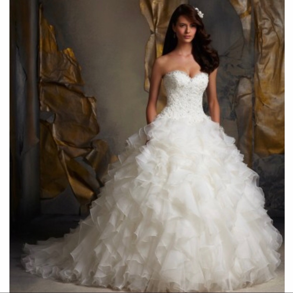 New Mori Lee Wedding Dress Ballgown Strapless Sweetheart Neckline Beaded Lace